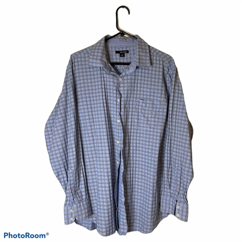 Metro Exchange Blue Plaid Button-Up XL